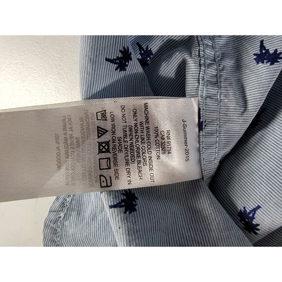 Armani Exchange Fitted Palm Trees Blue Button Shirt - Medium - Picture 5 of 7